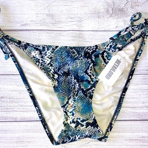 Faux snake skin bikini bottom teal tan white black